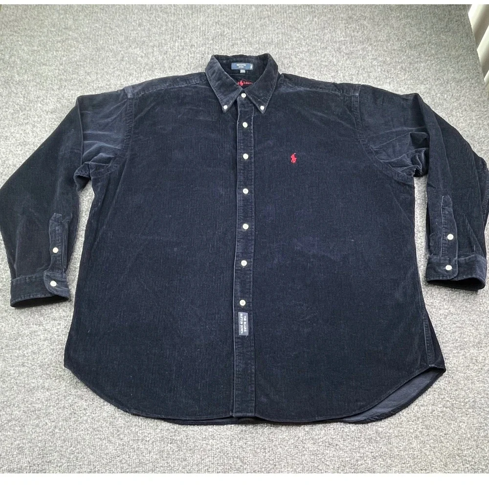 Polo Ralph Lauren Button Down Mens XXL Navy‎ Blue Corduroy The Blaire Shirt